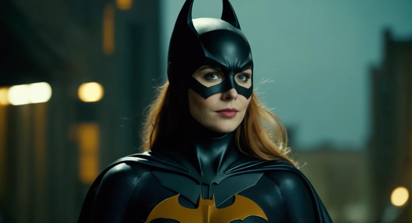 cinematic film still of (Cinematic Film stock footage style) in (arri alexa style) (Kodak film print style),
<lora:Batgirl:1>
Batgirl a woman dressed in a Batgirl costume and cape, shallow depth of field, vignette, highly detailed, high budget, bokeh, cinemascope, moody, epic, gorgeous, film grain, grainy