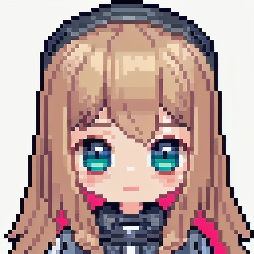 Pixel art, 1girl, cute, portrait, bust up, upper body, transparent background, chibi