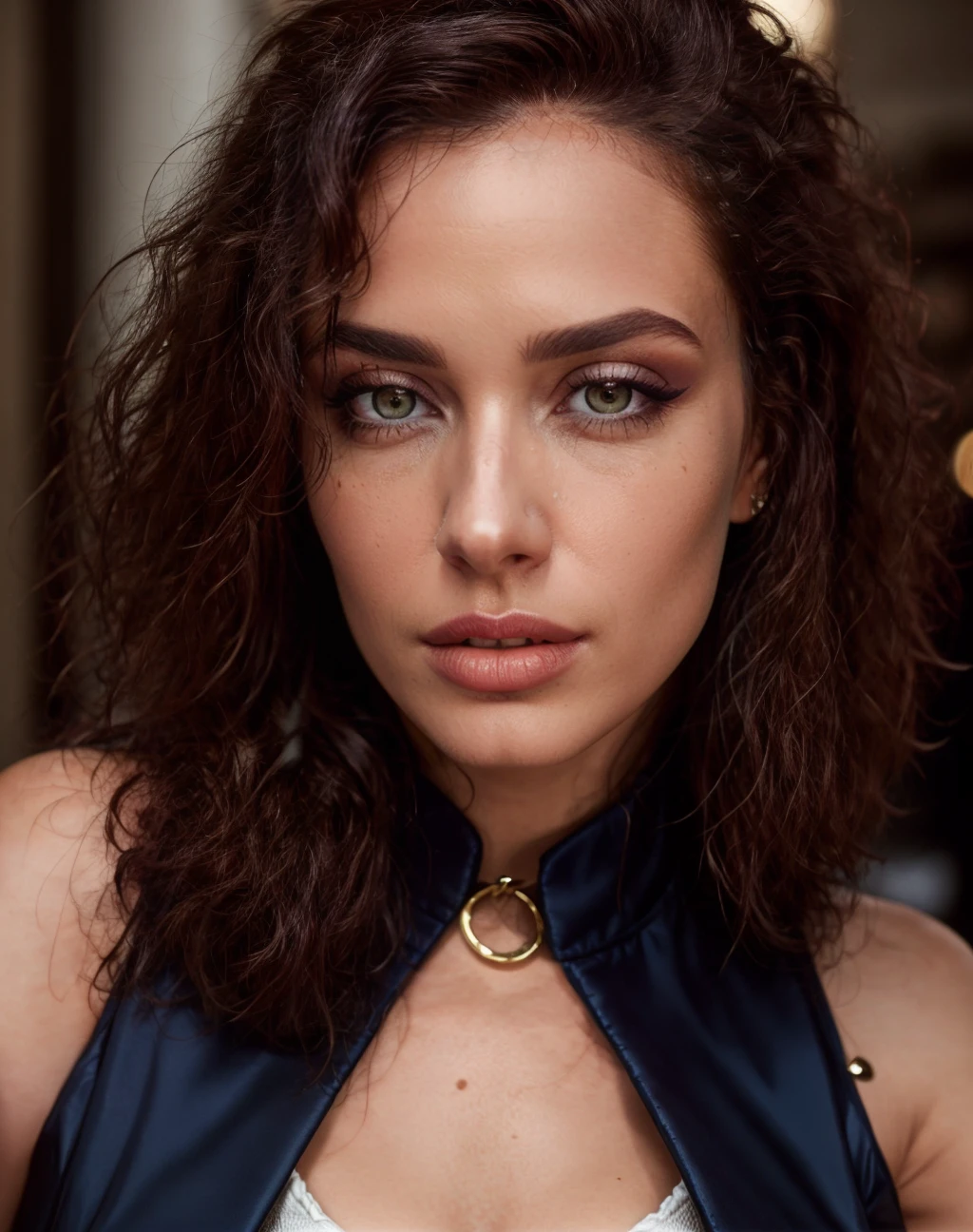 Fashion editorial style breathtaking cinematic film still (realistic, photorealistic), a sexy 20 years old woman wearing Vest and pants, (high quality skin:1), (high detailed face skin:1.1), (realistic iris:1.1), (realistic pupils:1.1), (skin pores, skin imperfections:0.17),
<lora:quiron_ErikaBellaQuiron_v3_lora:0.77> ErikaBellaQuiron woman, erika bella, . shallow depth of field, vignette, highly detailed, high budget Hollywood movie, bokeh, cinemascope, moody, epic, gorgeous, film grain, grainy . award-winning, professional, highly detailed . High fashion, trendy, stylish, editorial, magazine style, professional, highly detailed
