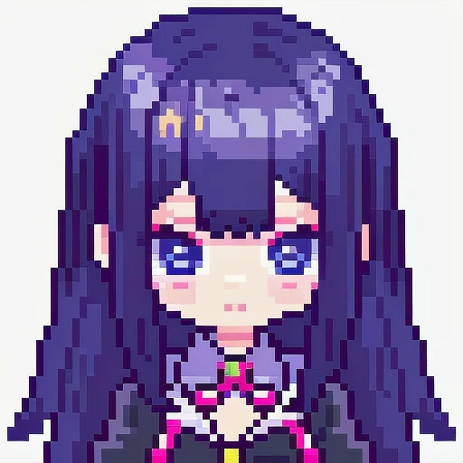 Pixel art, 1girl, cute, portrait, bust up, upper body, transparent background, chibi