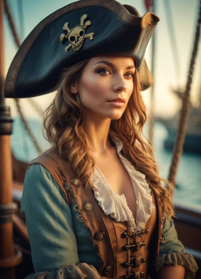 cinematic film still <lora:FF.101.juggernautXL_version6Rundiffusion.LORA:1.6>, vignette, Flickr, raytraced reflections, HDR, short Female One piece-style Pirate, hyperdetailed, Pastel Colors . shallow depth of field, vignette, highly detailed, high budget, bokeh, cinemascope, moody, epic, gorgeous, film grain, grainy