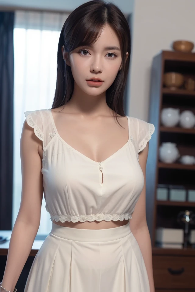 1girl,best quality,masterpiece,illustration,an extremely delicate and beautiful,CG,unity,8k wallpaper,Amazing,finely detail,masterpiece,official art,extremely detailed CG unity 8k wallpaper,incredibly absurdres,huge filesize,ultra-detailed,highres,extremely detailed,beautiful detailed girl,realistic,full frontal,<lora:Xiao Lu:0.8>,pleated skirt,