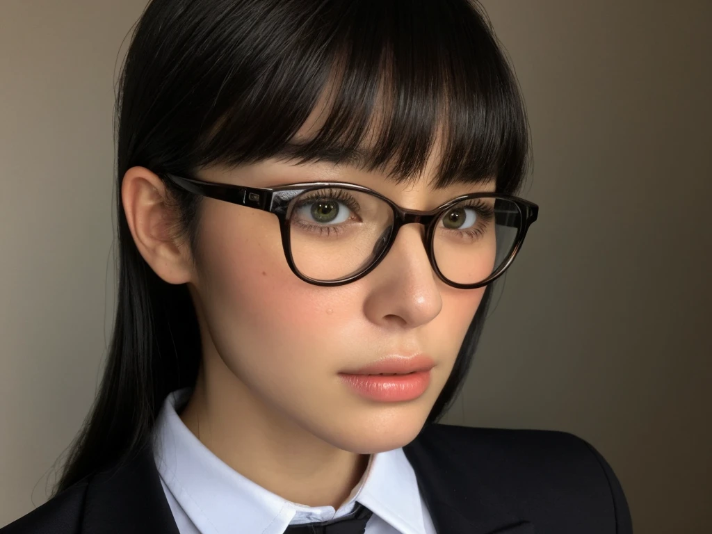 (looks like a Yang Mi:1.4), best quality, ultra-detailed, high resolution, (photorealistic, realistic, photo-realistic:1.2), (wrinkled skin:0.2), portrait of a 1girl, (front view, girl crush:1.3), HDR photo of cinematic photo Hyperrealistic photo of ultra high detail sharp focus photo, (Extremely detailed), High quality photos,  (wearing  teacher white collared shirt glasses holding pointer pencil skirt brown pantyhose :1.3), a (portrait, upper body:1.5) of a pretty  Skin luster,   <lora:add_detail:0.2>, , (High detail RAW Photo), (extremely detailed skin, photorealistic, heavy shadow, dramatic and cinematic lighting, key light, fill light), sharp focus, cinematic, imperfect skin, fabrics, textures, detailed face, detailed skin, detailed fingers, NaturalHand2-3500, analog film photo Deep photo,depth of field,ferrania p30 film,shadows, perfect face and body, dimly lit, nervous, harsh camera flash, faded film, desaturated, 35mm photo, grainy, Kodachrome, Lomography, stained, highly detailed, found footage,, (black hair,  blunt bangs hair:1.2),  in the stained glass,