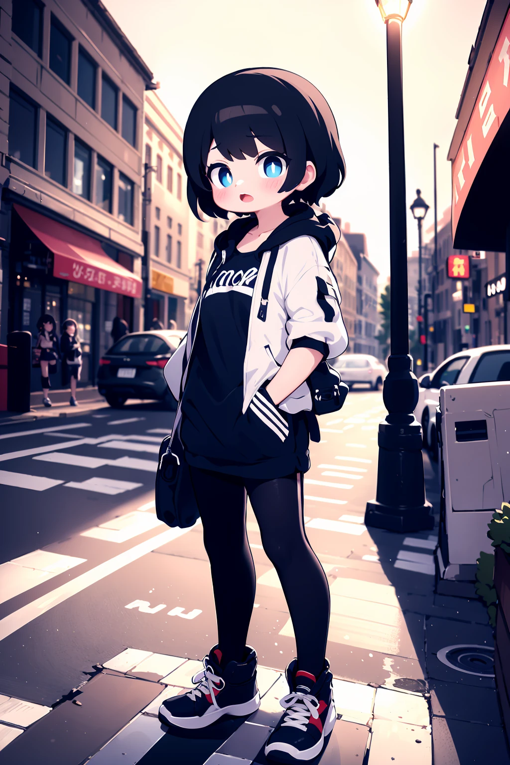 1girl, solo, oil painting, urban street, cool girl, cityscape, edgy atmosphere, street fashion, vibrant colors, graffiti art, streetwear, confident expression, trendy appearance, fashionable clothing, edgy style, city life, lively streets, streetlight, urban backdrop, confident pose, standing on the street, cool attitude, modern urban culture, fashionable accessories, stylish hair, city exploration, street-smart charm, artistic portrayal, street fashionista, dynamic composition, metropolitan vibes, urban adventure.