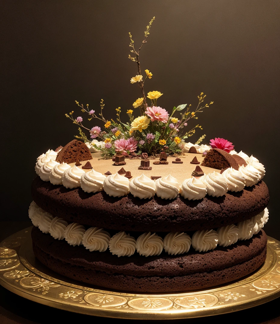 Chocolate cake, knolling, knolling layout, deconstruction, flowers, highly detailed, depth, many parts, lumen render, 8k, Birthday cake filled with gems,anatomy correctï¼Delicate patternï¼ancient china art styleï¼Oriental elementsï¼Clean colors,simplebackground, Soft lighting, ( Bokeh)ï¼Masterpiece, Super detailed, Epic composition, Highest quality, 4Kï¼