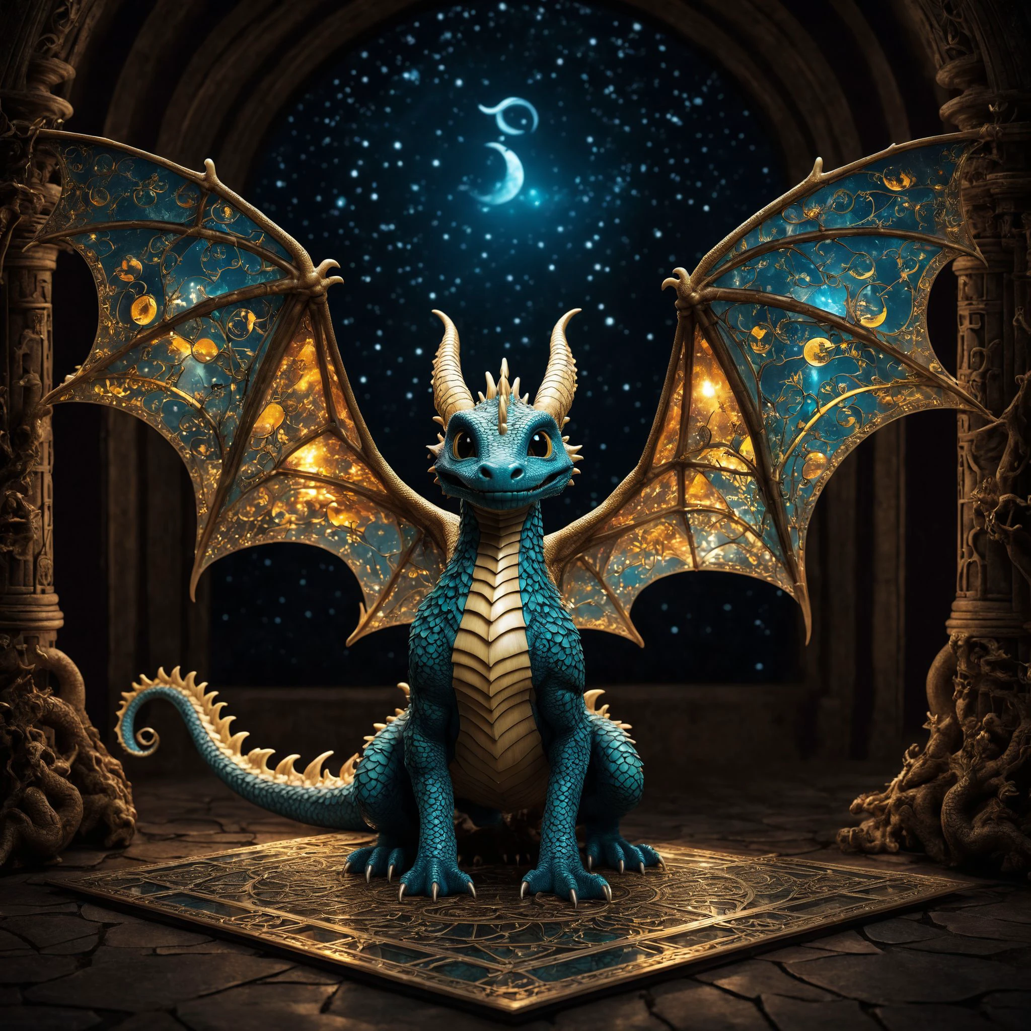 cinematic photo professional 3d model Magical Mathematics two parts in one art, double exposure, cute little detailed shocked perfect dragon trying to understand what all these weird scary words mean : Hyperbola, Parabola, Pi, Euler's Number, Complex Numbers, Tessellations, Orthogonal Projection, Riemann Surface, Golden Ratio, best quality, dark tales, Craola, Dan Mumford, Andy Kehoe, Miyazaki 2d, flat, cute, adorable, vintage, art on a cracked paper, fairytale, patchwork, stained glass, storybook detailed illustration, cinematic, ultra highly detailed, tiny details, beautiful details, mystical, luminism, vibrant colors, complex background (smiling) (Cute) symmetrical . octane render, highly detailed, volumetric, dramatic lighting . 35mm photograph, film, bokeh, professional, 4k, highly detailed