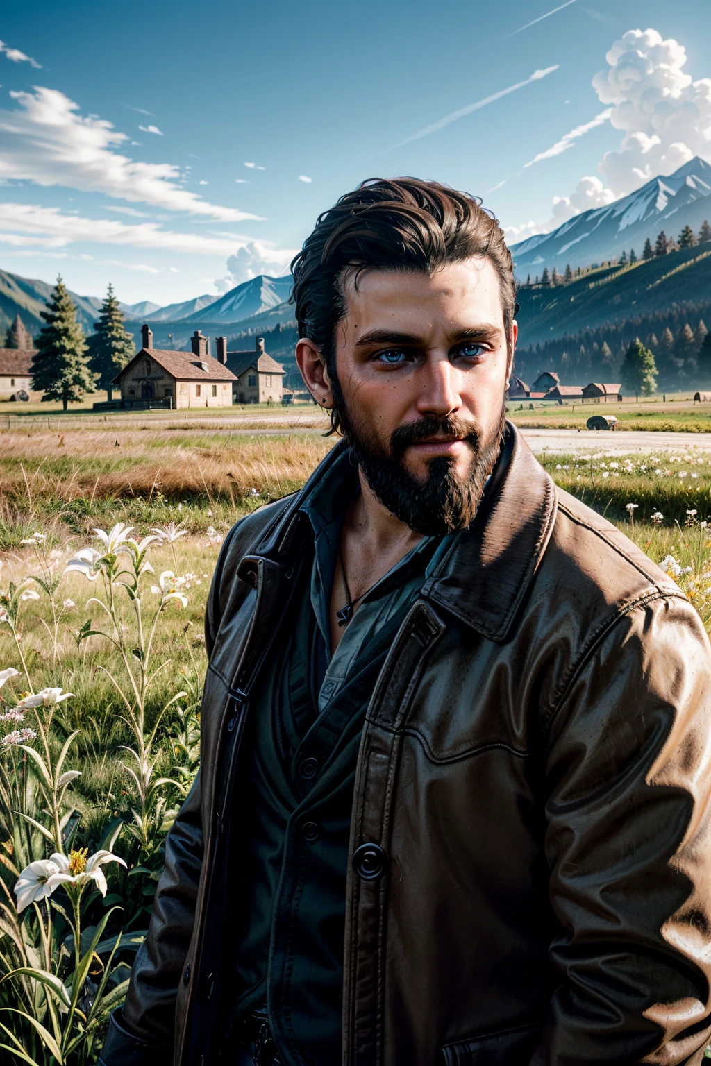 ((masterpiece, best quality))
<lora:add_detail:0.8>
<lora:FarCry5John:0.8>
FarCry5John, 1boy, solo, brown hair, blue eyes, beard, looking at viewer, meadow, midday, sunlit field with scattered clouds