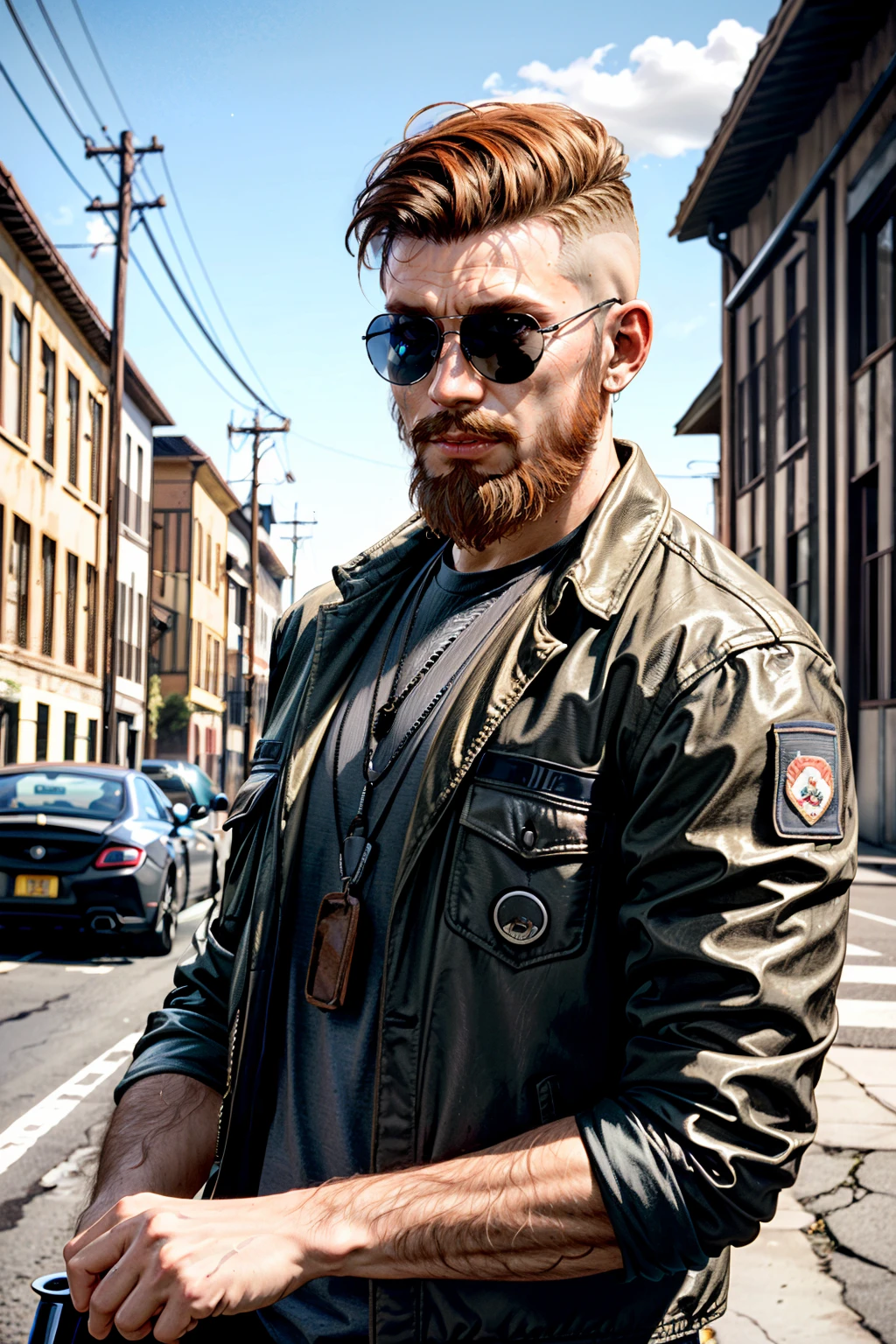((masterpiece, best quality))
<lora:add_detail:0.8>
<lora:FarCry5Jacob:0.8>
FarCry5Jacob, 1boy, solo, short hair, orange hair, beard, In a sleek sports car, donning a leather jacket and sunglasses, exuding an air of cool sophistication