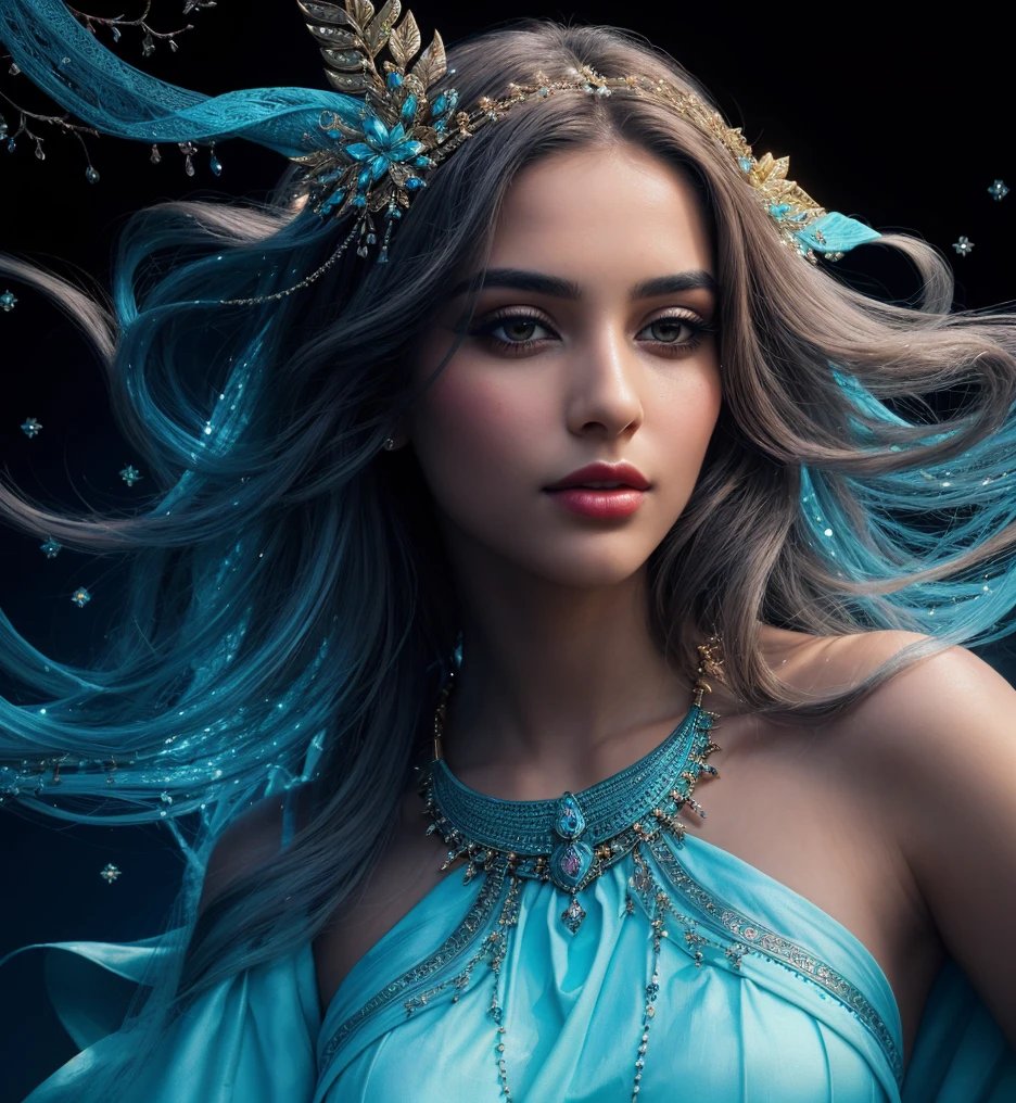 1God's Girlï¼A Divine and Beautiful Existenceï¼Attractive appearanceï¼The eye sees everythingï¼Intricate and gorgeous hairstylesï¼featerï¼jewelriesï¼bloomsï¼headdressï¼tmasterpieceï¼hiqualityï¼Octane renderingï¼higly detailedï¼hight resolutionï¼Colorful shadesï¼strong contrastï¼rich detailedï¼Storytelling images, Doubleexposure
