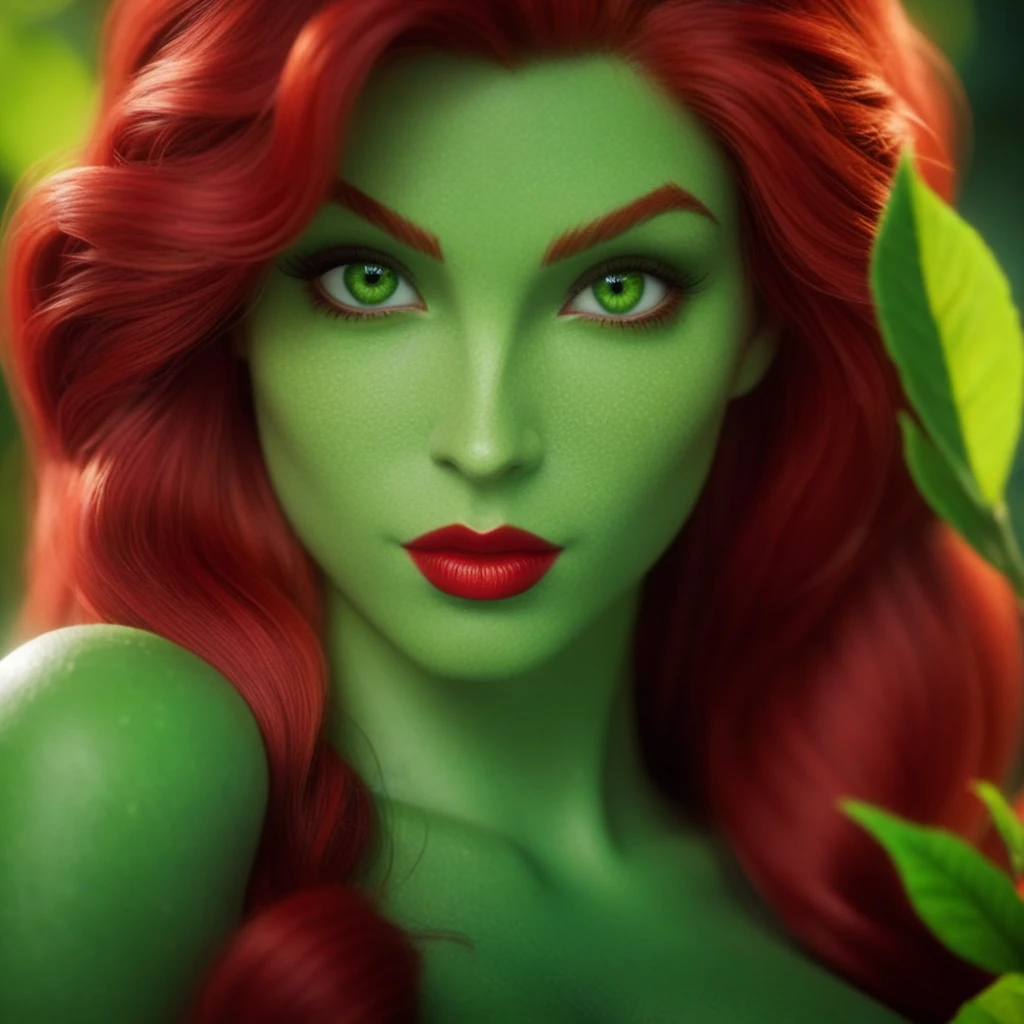 cinematic film still of <lora:Poison Ivy:1.2>
Poison Ivy a cartoon picture of a naked breasts red hair woman with green skin and green eyes, shallow depth of field, vignette, highly detailed, high budget, bokeh, cinemascope, moody, epic, gorgeous, film grain, grainy