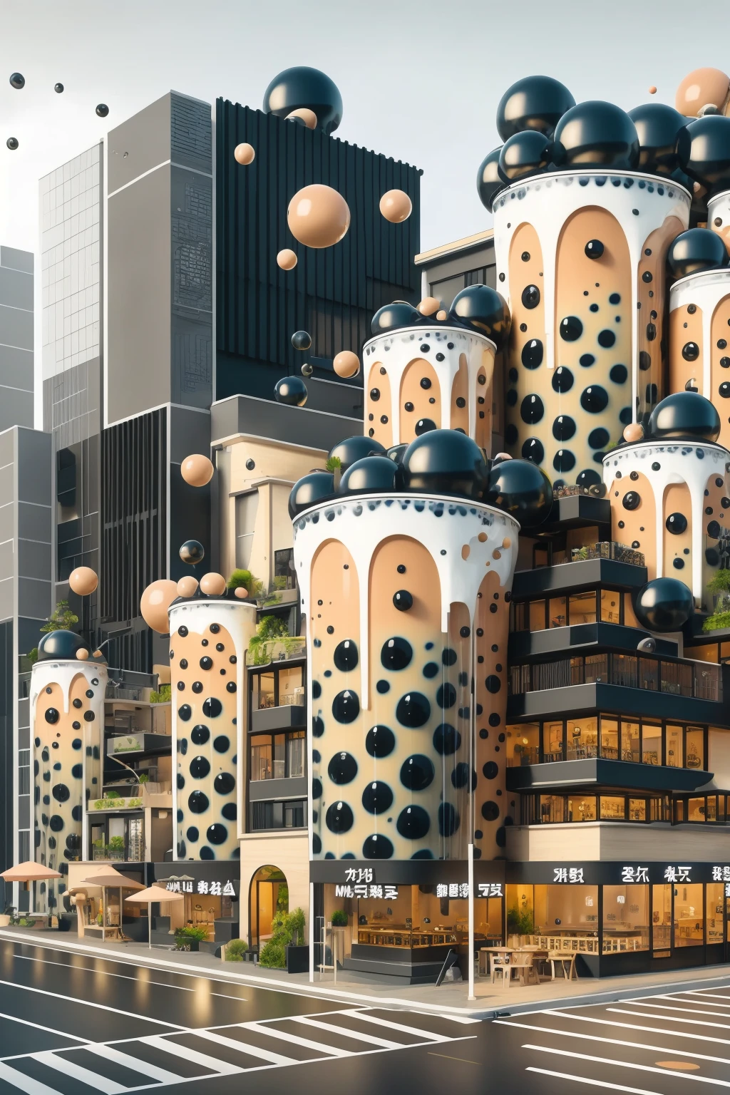 masterpiece, best quality, bubble tea style, building, <lora:bubble tea style-000014:0.9>