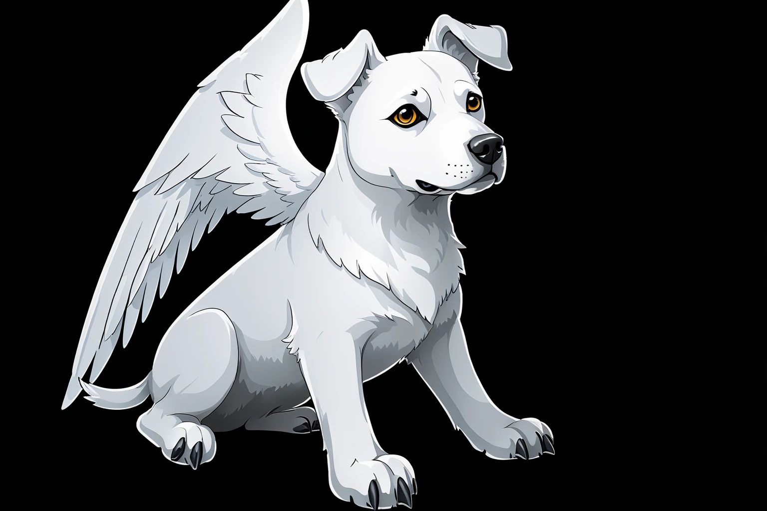 an angelic dog,simple background,black background,art by ncrender, <lora:NCRenderV3:1>