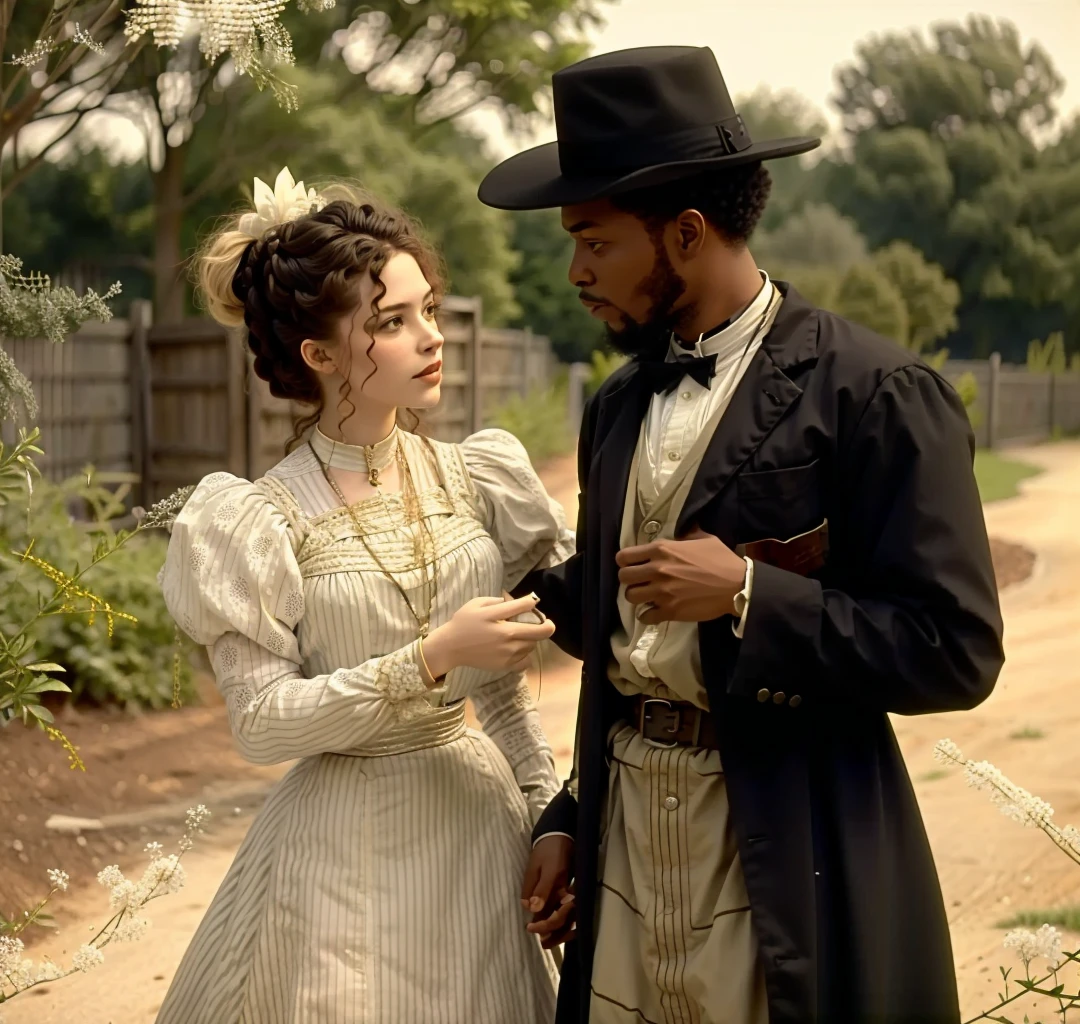 a white woman in a dress seducing a young sharecropper man
<lora:1890_dress_v1:1> 1890_dr3ss