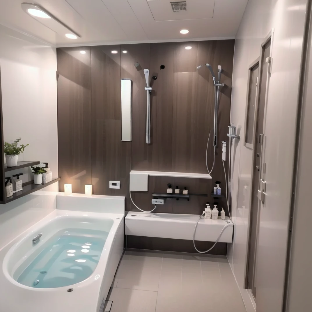 best quality, ultra-detailed, illustration,
JMF, faucet, scenery, bathroom, indoors, bathtub, sink, water, shower head, bath, ceiling light, mirror, reflection, window, shower (place), lamp,
<lora:JAPAN_Scenery_OFURO_SD15_V3:1>