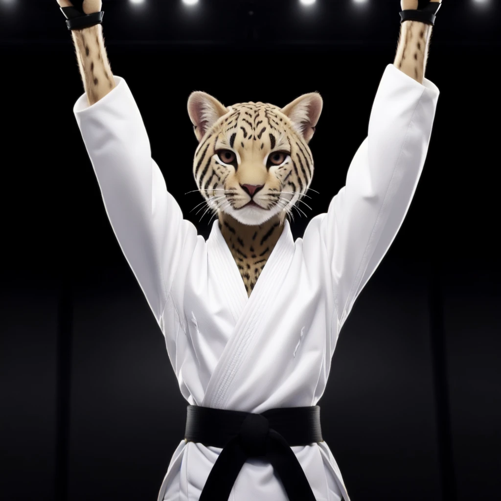 arm up, black belt , Puma, <lora:blackbelt_v1:0.7>