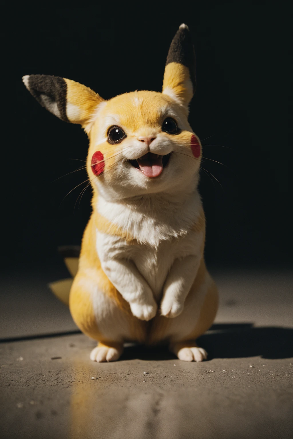 Photography, full body BREAK of real life pikachu BREAK portrait, symmetrical, highly detailed, smooth, sharp focus, cinematic lighting, kkw-ph1