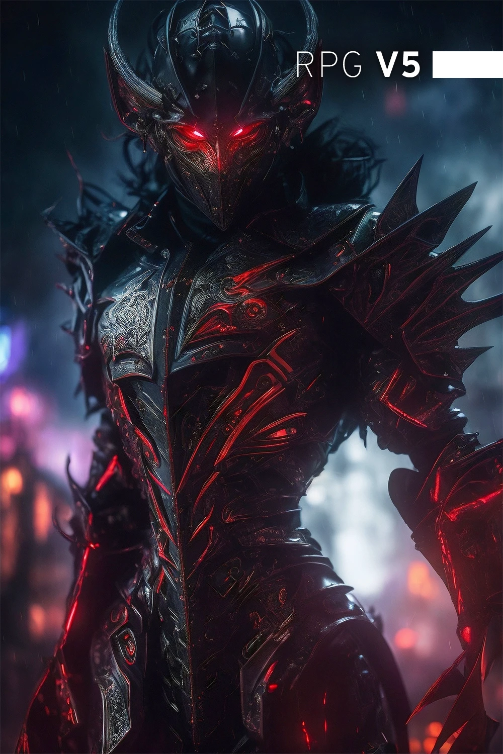 powerfull (demonic creature:1.2), red tech googles, demon mask, androgynous male, strong pose, tech heavy armor, Raiden, metal gear style, lightning effects, thunder effects, dark sky raining, god of thunder, dark hair, infernal city background, tall structures, infernal towers background, dark red colors, apocalyptical, far distance, full body, perfect detailed face, detailed symmetric circular iris, realistic, stunning realistic photograph, 3d render, octane render, intricately detailed, cinematic, Isometric, dark fantasy theme, mystical, Dark theme, underworld theme, deviant art masterpiece, white skin, crimson eyes, dark tattoos, colour grading, dark illustration, extreme quality, extremely detailed, ultra-detailed face, ultra hd 8k, dark lightning, concept art, hyperdetailed, intricately detailed gothic art, triadic colours, fantastical, intricate detail, splash screen, complementary colours, fantasy concept art, 8k resolution, soft lighting, film photography, film grain, hyperrealist