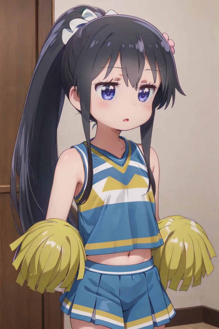 1girl, watahana, jitome, ponytail,
hair ornament, hair flower,
cheerleader, (pom pom \(cheerleading\):1.2),
hands on chest, indoors,
<lora:Wataten_Hana-v10:0.8> <lora:Eye_Jitome_v2:1> <lora:flat2:-0.5>