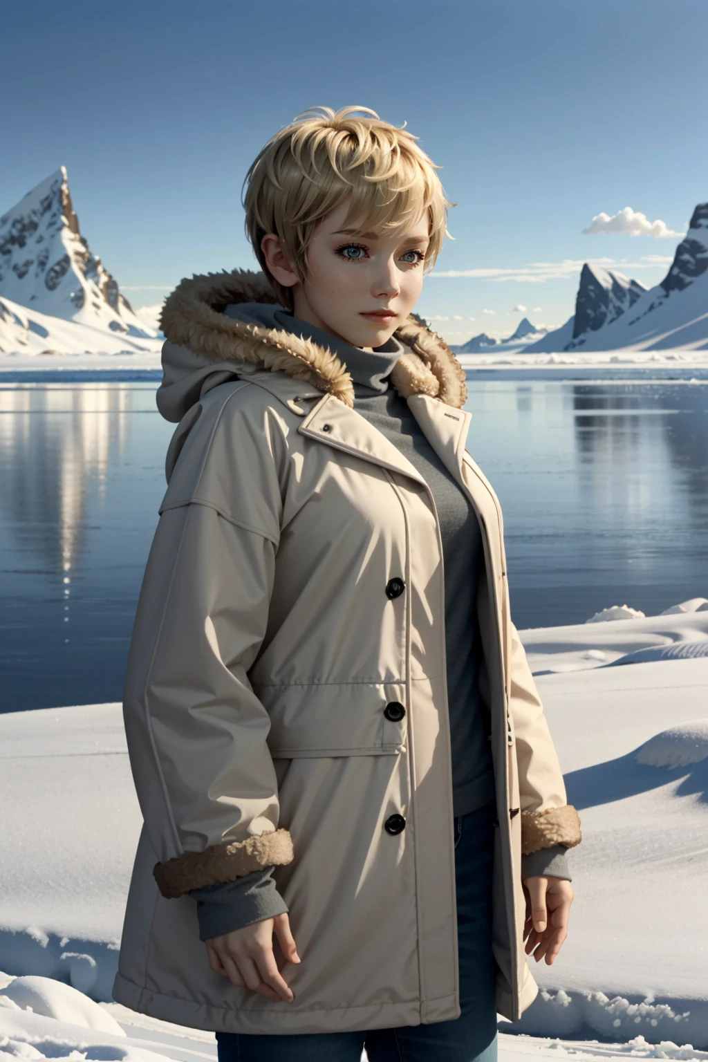 ((masterpiece, best quality))
<lora:DKara:0.8>
DKara, 1girl, solo, short hair, blonde hair, exploring the vast, icy expanse of the Arctic, wrapped in a warm fur-lined coat