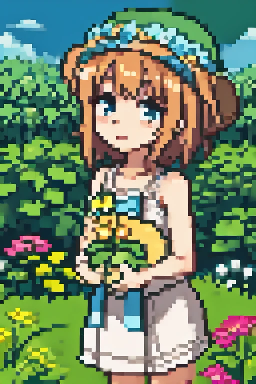 NSFW　flower　monster　woman　Blonde　Alraune　足からflower　Vine　Pixel Art