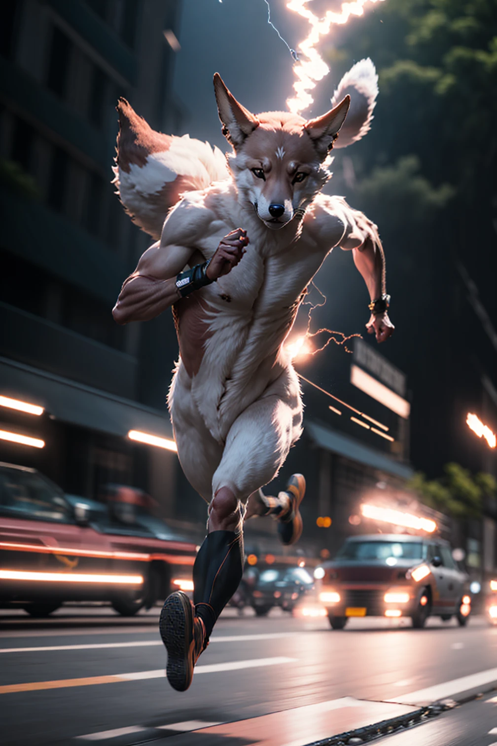 <lora:Super_speed_running_V2-10:0.7> super_speed,  running,  lighting, light trails, (motion blur),   <lora:YaeMikoFox:0.8> YaeMikoFox, no humans, multiple tails, pink fox