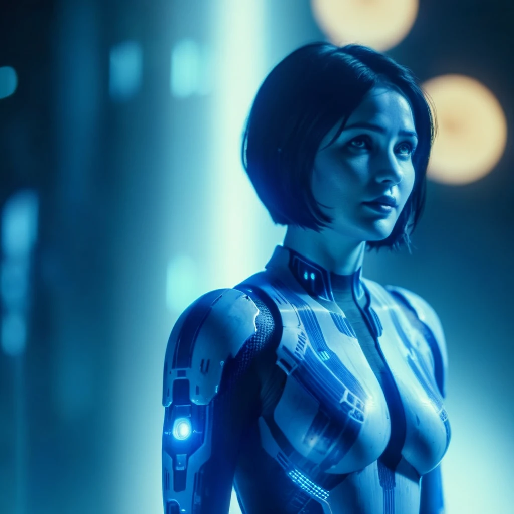 cinematic film still of <lora:Cortana Halo:1>
Cortana Halo a woman with a futuristic suit and reflecting eyes, shallow depth of field, vignette, highly detailed, high budget, bokeh, cinemascope, moody, epic, gorgeous, film grain, grainy