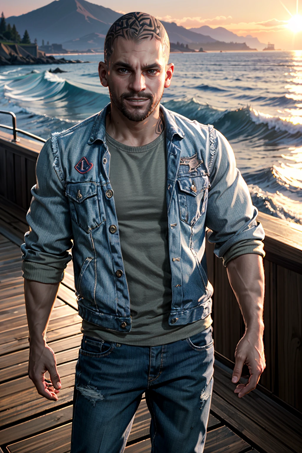 ((ultra detailed, masterpiece, best quality))
<lora:DaysGoneBoozer:0.8>
DaysGoneBoozer, 1boy, solo, On a yacht at sunset, nautical-inspired fashion, ocean waves in the background, standing on the deck with a charismatic smile
