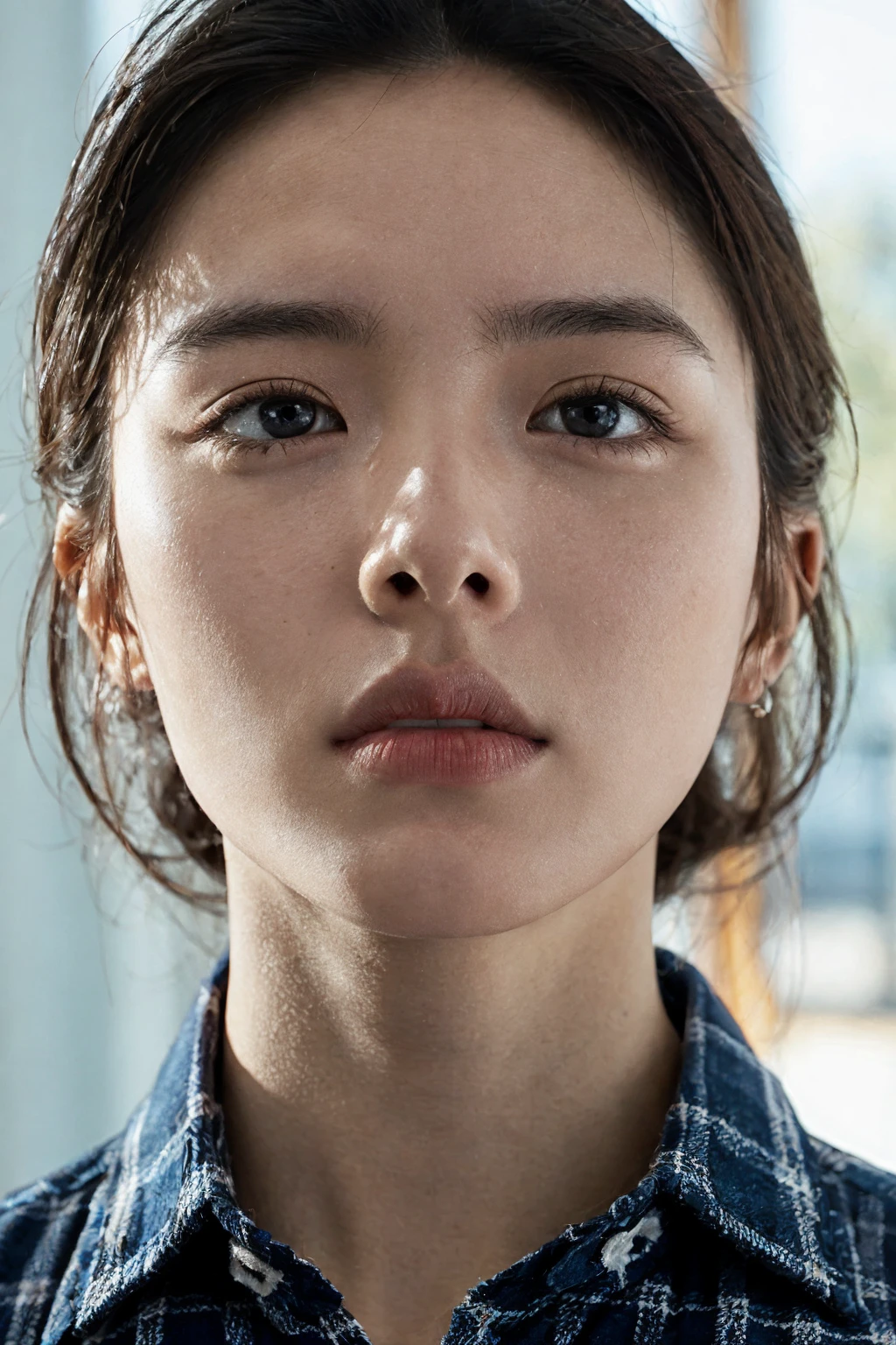 close shot, (face upward:0.37), shirt,
