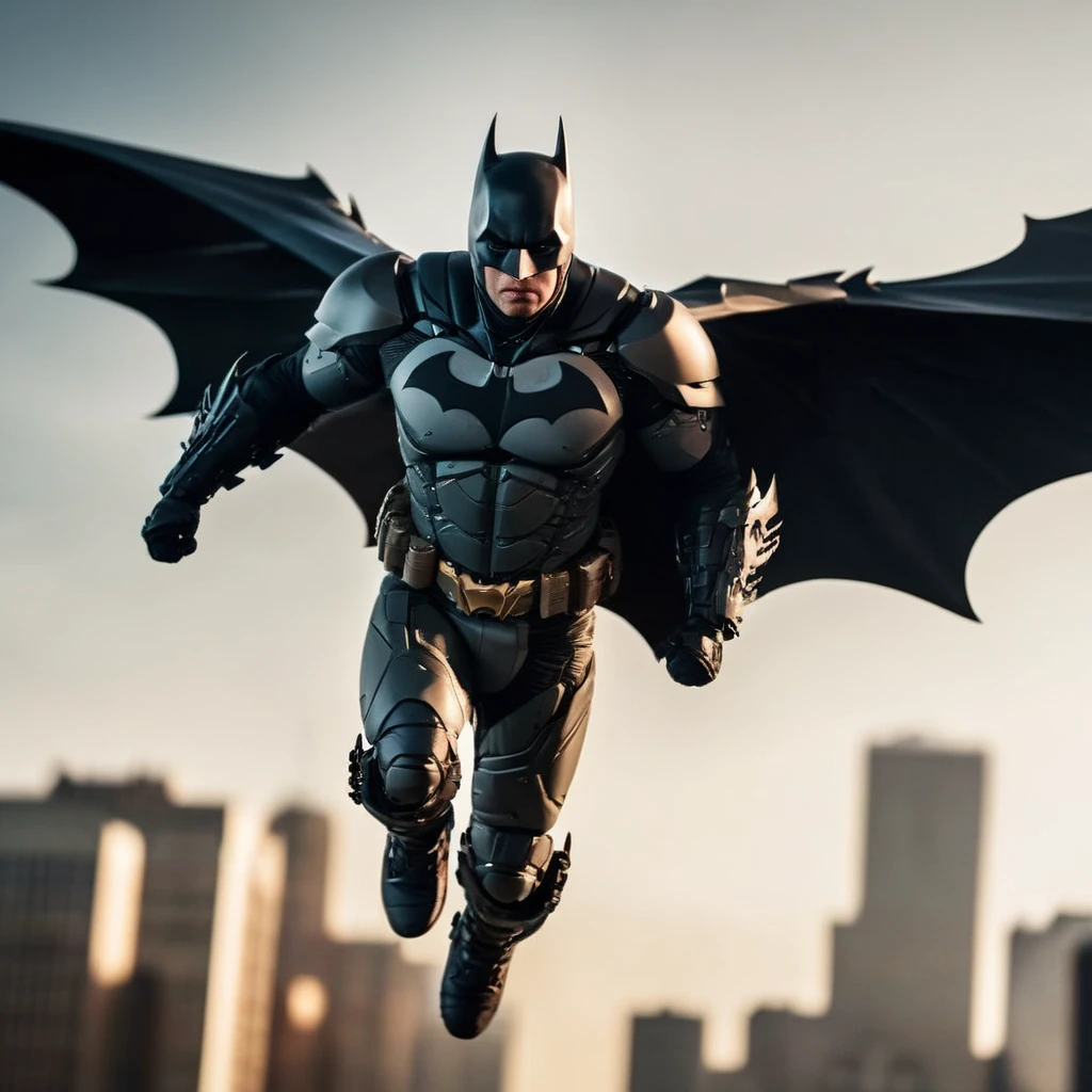 cinematic film still of <lora:batman cyborg:1>
batman cyborg a cyborg exoskeleton batman flying through the air with a futuristic tactical bat wings in the year 2042, shallow depth of field, vignette, highly detailed, high budget, bokeh, cinemascope, moody, epic, gorgeous, film grain, grainy