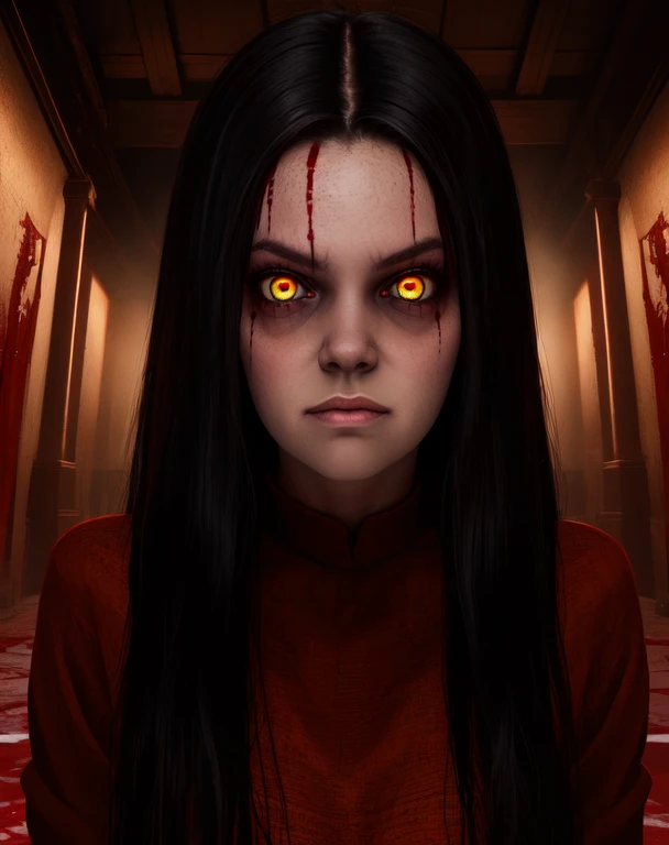 1girl ,indoors, trash, dismembered, humanoid,  drooling, reelalthorror,  blood, mouth, teeth, multiple legs, blood, flesh, extra eyes