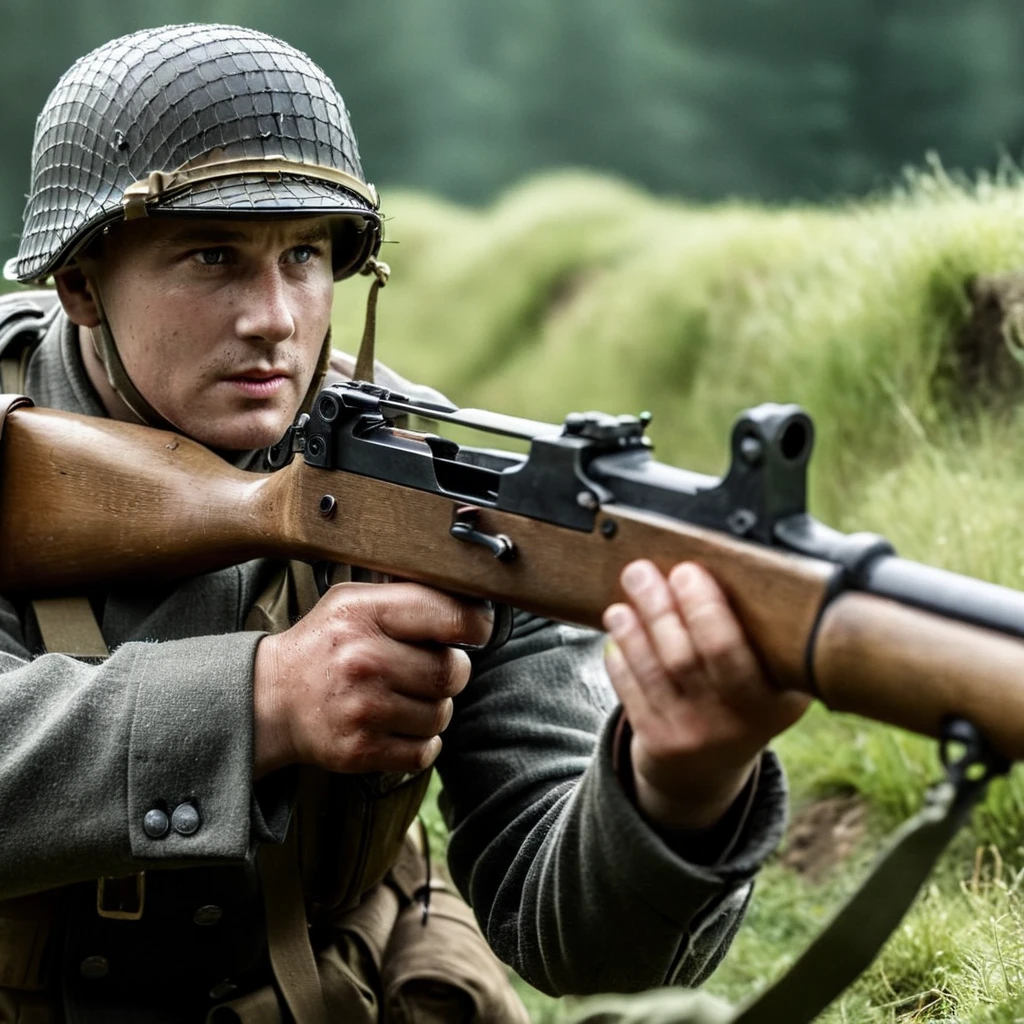 cinematic film still of ckoseup of a German Panzergrenadier soldier with a StG 44 assault gun in a trench Saving Private Ryan Cinematic Film Style
<lora:Saving Private Ryan Cinematic Film Style:1>
<lora:PerfectEyesXL:1> <lora:lora6:1>
<lora:perfect hands:1>
perfect hands, shallow depth of field, vignette, highly detailed, high budget, bokeh, cinemascope, moody, epic, gorgeous, film grain, grainy