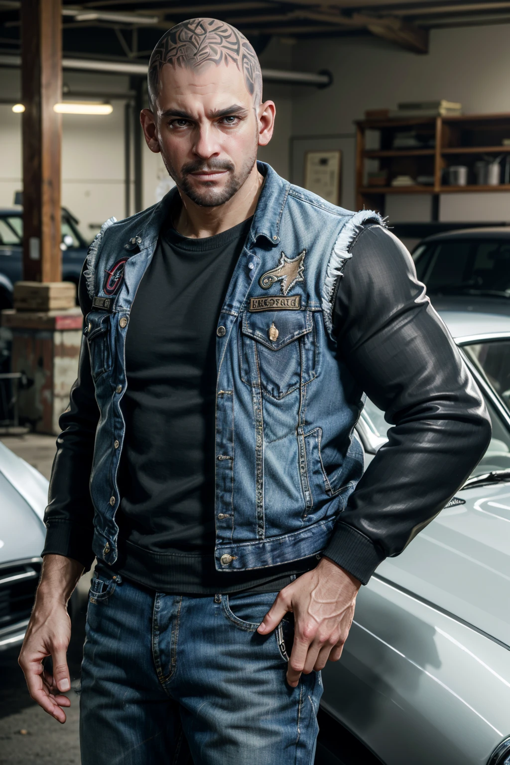 ((ultra detailed, masterpiece, best quality))
<lora:DaysGoneBoozer:0.8>
DaysGoneBoozer, 1boy, solo, Within a classic car garage, rugged denim and leather jacket, surrounded by vintage cars, posing with an effortlessly cool stance