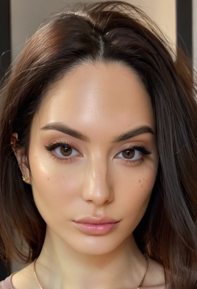 a beautiful picture of ariaph, dark brow eyes, detailed skin texture,masterpiece, face focus, photorealistic, woman,, 4k, HDR, backlighting, bloom, light, RAW color photo,(fully in frame:1.1), (blush:0.5), (goosebumps:0.5), wearing a blouse, <lora:ariaph:0.9>, photorealistic