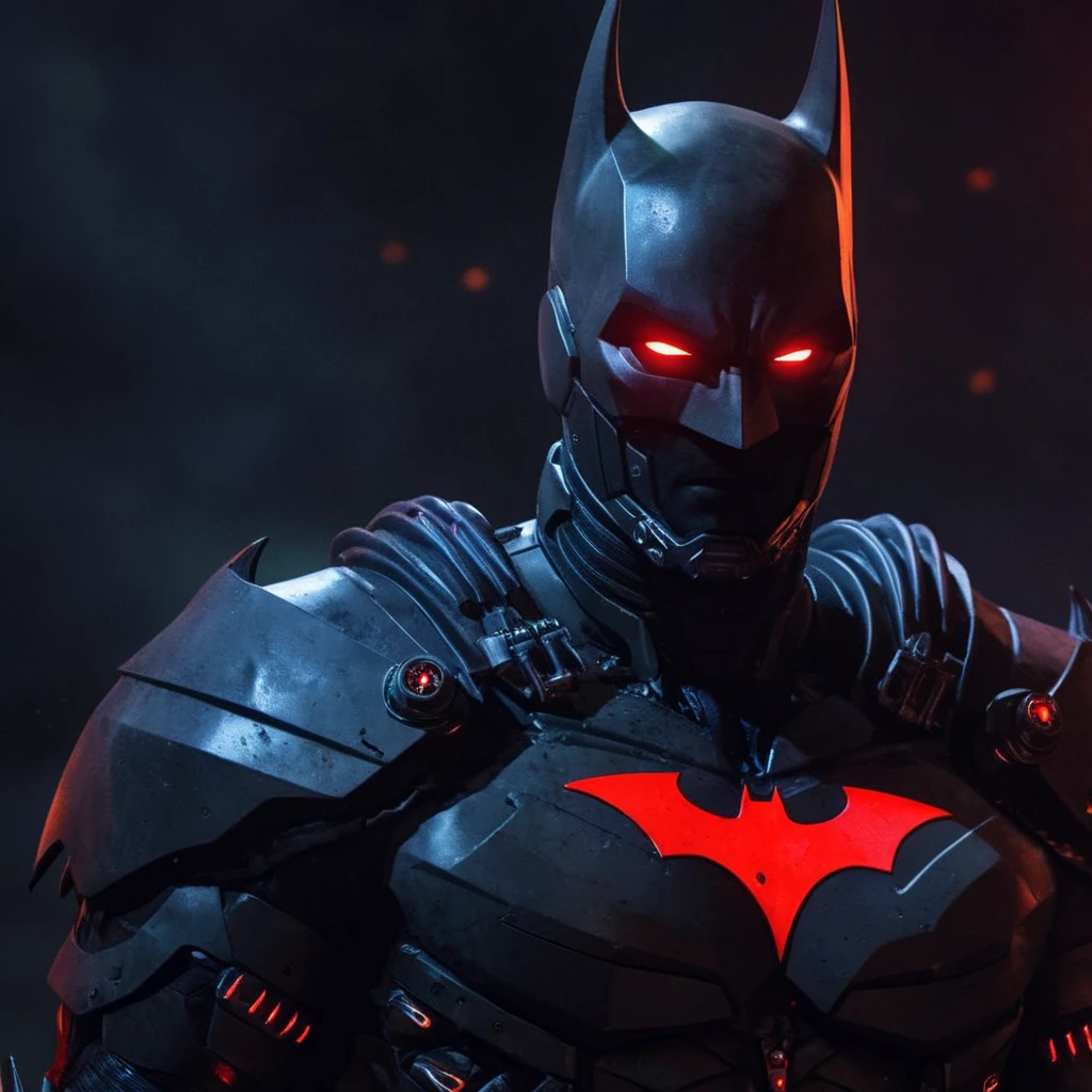 Dark Fantasy Art of <lora:batman cyborg:1>
batman cyborg a close up of a dark batman cyborg exoskeleton with a red eye in the year 2042, dark, moody, dark fantasy style