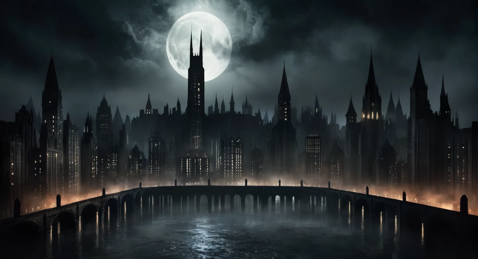 Dark Fantasy Art of <lora:Gotham City:1.2>
Gotham City a city skyline with a full moon in the sky, dark, moody, dark fantasy style