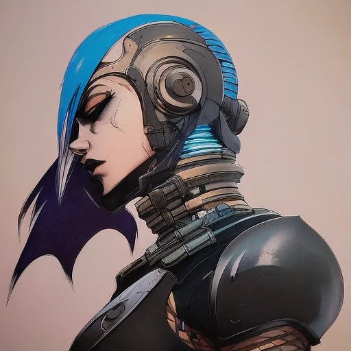 photo of evang style cyberpunk girl, masterpiece, extremely detailed by Greg Rutkowski, symmetrical face, large breasts, short hair, hourglass shape, full body, cowboy shot