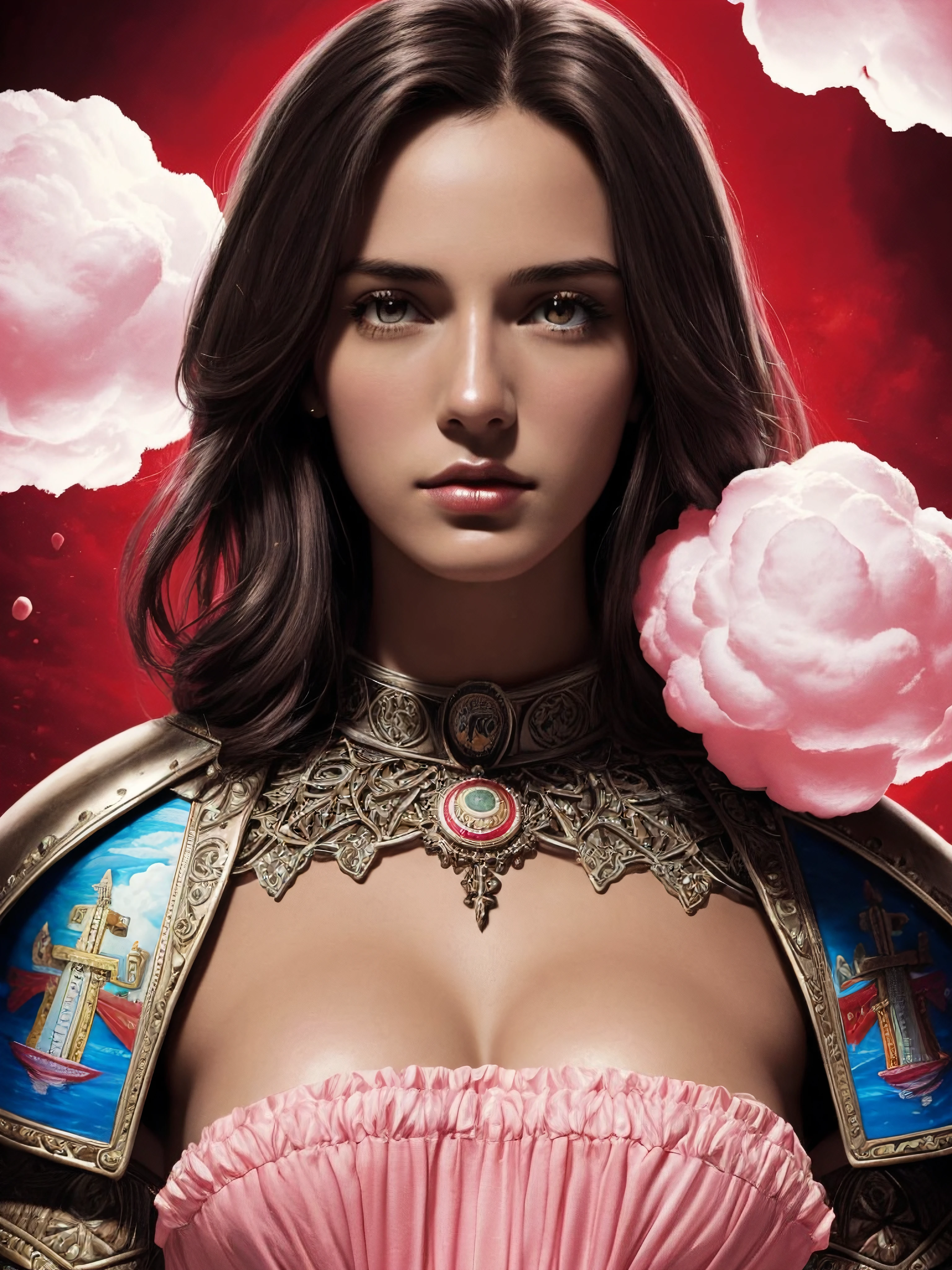 a cute girl model surrounded by floating pink cotton balls, photorealistic, hyperdetailed, studio lighting, shot on iphone 1 3 pro, rt x, iq x, portrait in armour by reni rogo on mars, full length, full front facing, conceptart, intricate, ethereal light, dore gustaves gustz peter mack jonas de khiema rossetti aarons meyerowitz john bacon francis leighton gabo amante gothic masterpiece, a colorful painting concept art by don bluth, cactus, art, colorful, hd, 2 1 0 s style poster movie shot, wojnarowicz barstek, wadim pesty