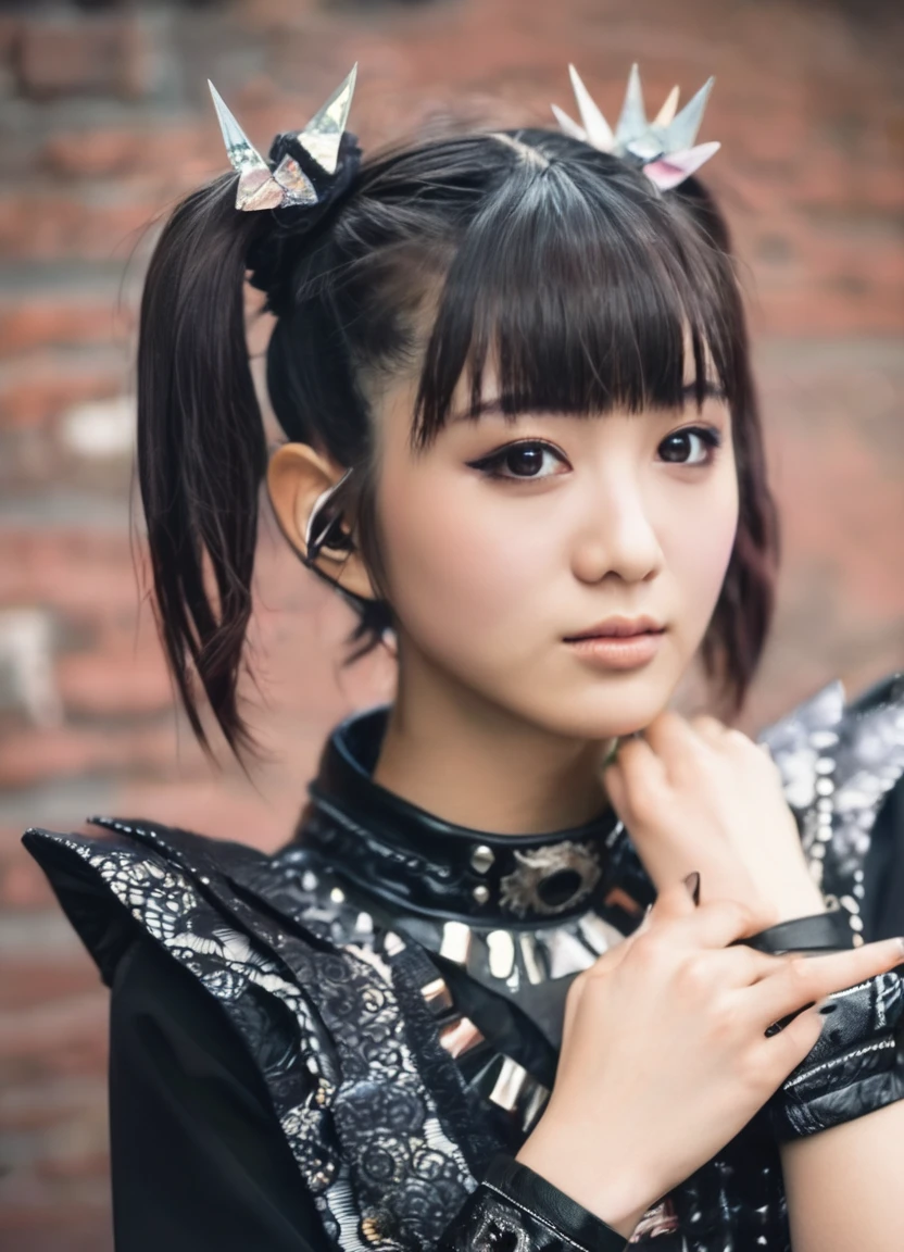 (8k, best quality, masterpiece:1.2), (realistic, photo-realistic:1.37), ultra-detailed,
A detailed portrait of Tifa Lockhart from Final Fantasy VII Remake sitting at a detailed cafe in the cityscape on a date, looking cute and solo with beautiful detailed eyes and a nose blush. She wears a single elbow pad, ankle boots, a black skirt, black thigh-highs, and red boots, along with elbow gloves, elbow pads, and fingerless gloves. Her outfit includes a sports bra, suspender skirt, thigh-highs, and a white tank top. Her full body is visible with her head resting on her hand, showcasing her pretty face, low-tied long hair, and lips. The scene is illuminated with professional lighting, photon mapping, and radiosity, with Tetsuya Nomura Style and a cyber-futuristic feel. The background features yellow flowers and a bokeh effect. Tifa has a small smile and closed mouth.