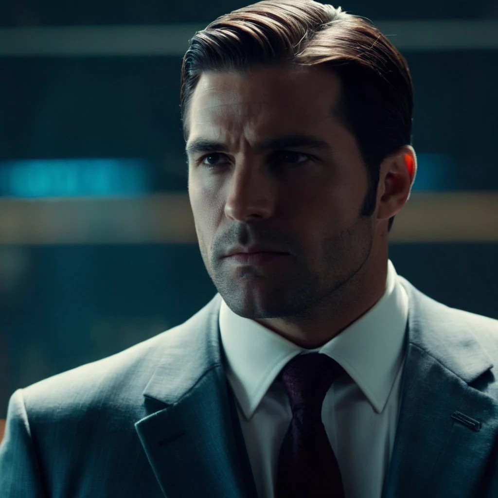 cinematic film still of <lora:hush comic character:1.5>
hush comic character a man in a suit and tie staring at something, shallow depth of field, vignette, highly detailed, high budget, bokeh, cinemascope, moody, epic, gorgeous, film grain, grainy