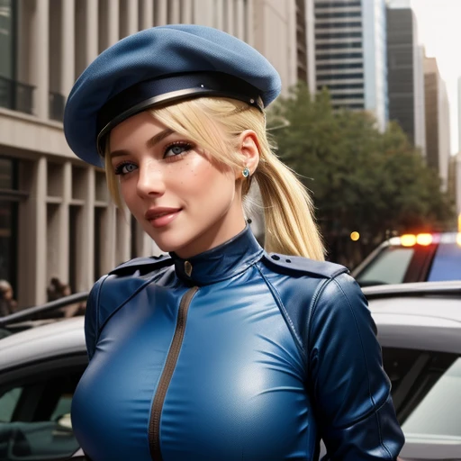realisticlying,15yo girl,Blonde short、Air Force uniform、hair bunches、Breasts enlarged、Open mouth、officer、Strike a sexy pose in the city