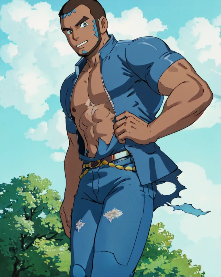 (best quality, masterpiece), aqua_admin_matt, looking at viewer, muscular, outdoor, close up, blue bomber jacket, blue jeans, town <lora:Aqua_Admin_Matt-15:0.8> <lora:ghibli_style_offset:1>
