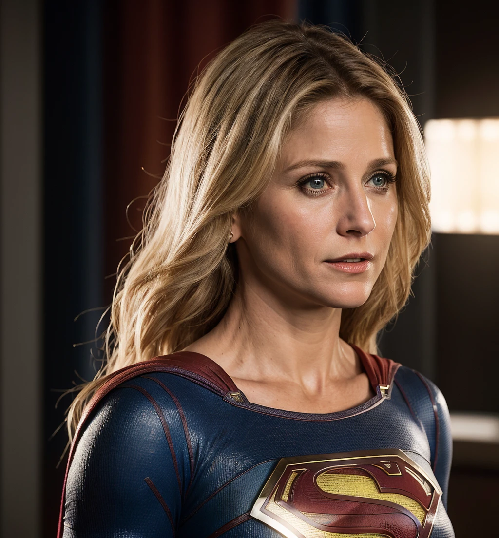 realistic, Photo, Epic, Supergirl is an iconic character in the world of superheroes, and Helen Slater's portrayal of the role is simply amazing! Since her debut on-screen in the 1984 movie, Helen Slater has left an indelible mark on the hearts of DC Comics fans. Her performance not only captures the strength and courage of Supergirl but also her humanity and empathy. The connection Slater establishes with the character is palpable, taking the audience on an emotional journey as Supergirl discovers her powers and faces unimaginable challenges. Additionally, Helen Slater's presence and grace in the role are truly admirable. Her contribution to the Supergirl mythology has left a lasting impression, earning a special place in the hearts of superhero enthusiasts worldwide. Without a doubt, Helen Slater is the perfect embodiment of the legendary Supergirl!, (photo realistic:1.4), raw photo, cinematic lighting, blender, 8 k, masterpiece, ultra high res, (photo realistic:1.4), raw photo, cinematic lighting, blender, 8 k