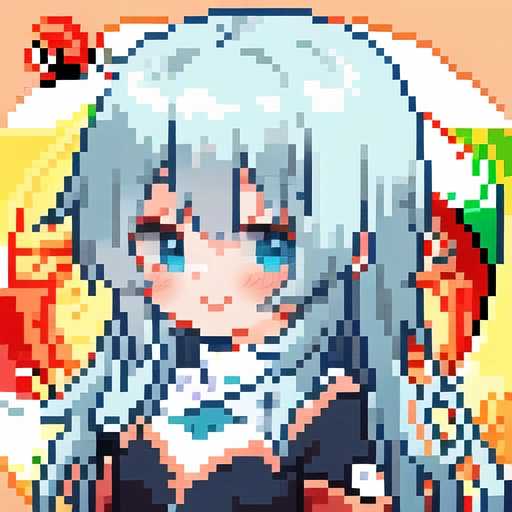 pixel art, 1girl, cute, upper body, bust up, anime style, illustration, light smile, dynamic