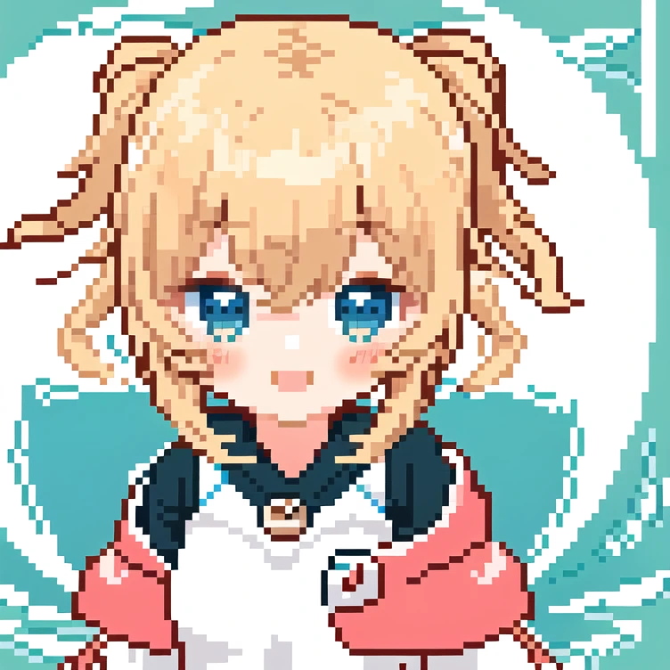pixel art, 1girl, cute, upper body, bust up, anime style, illustration, light smile, dynamic