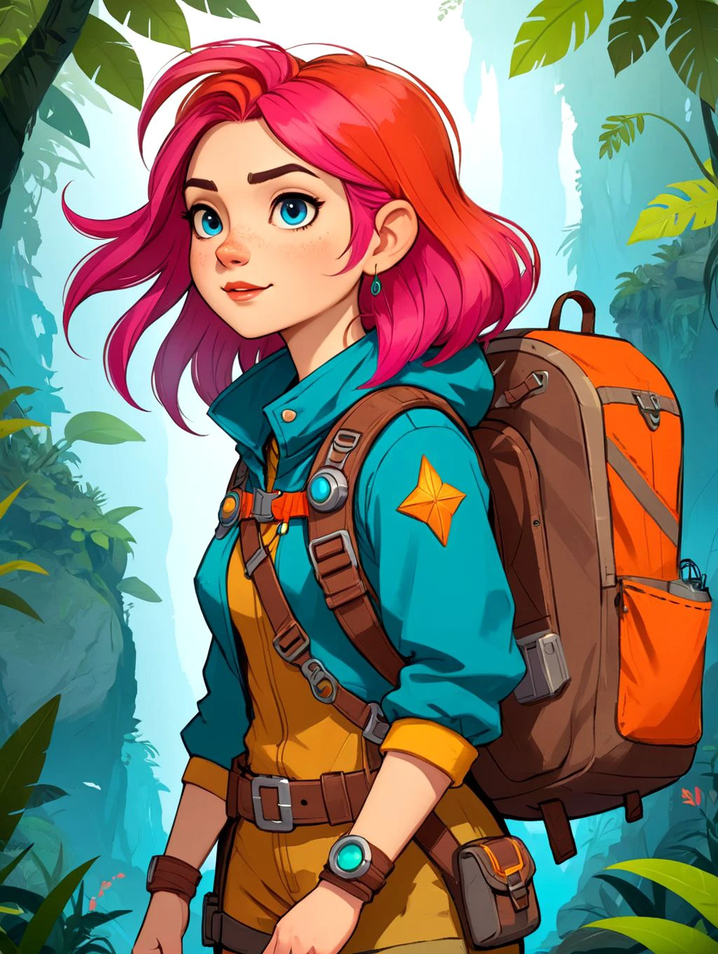 beautiful explorer, 2d character, vivid colors, trending on artstation