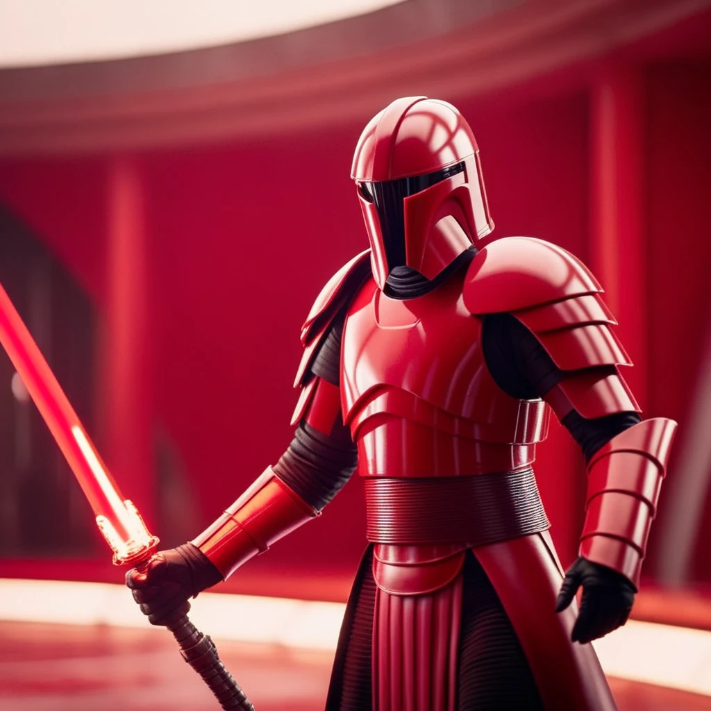 cinematic film still of <lora:Elite Praetorian Guard:1.2>
Elite Praetorian Guard a crimson-armored star wars knight holding an chain whip, shallow depth of field, vignette, highly detailed, high budget, bokeh, cinemascope, moody, epic, gorgeous, film grain, grainy