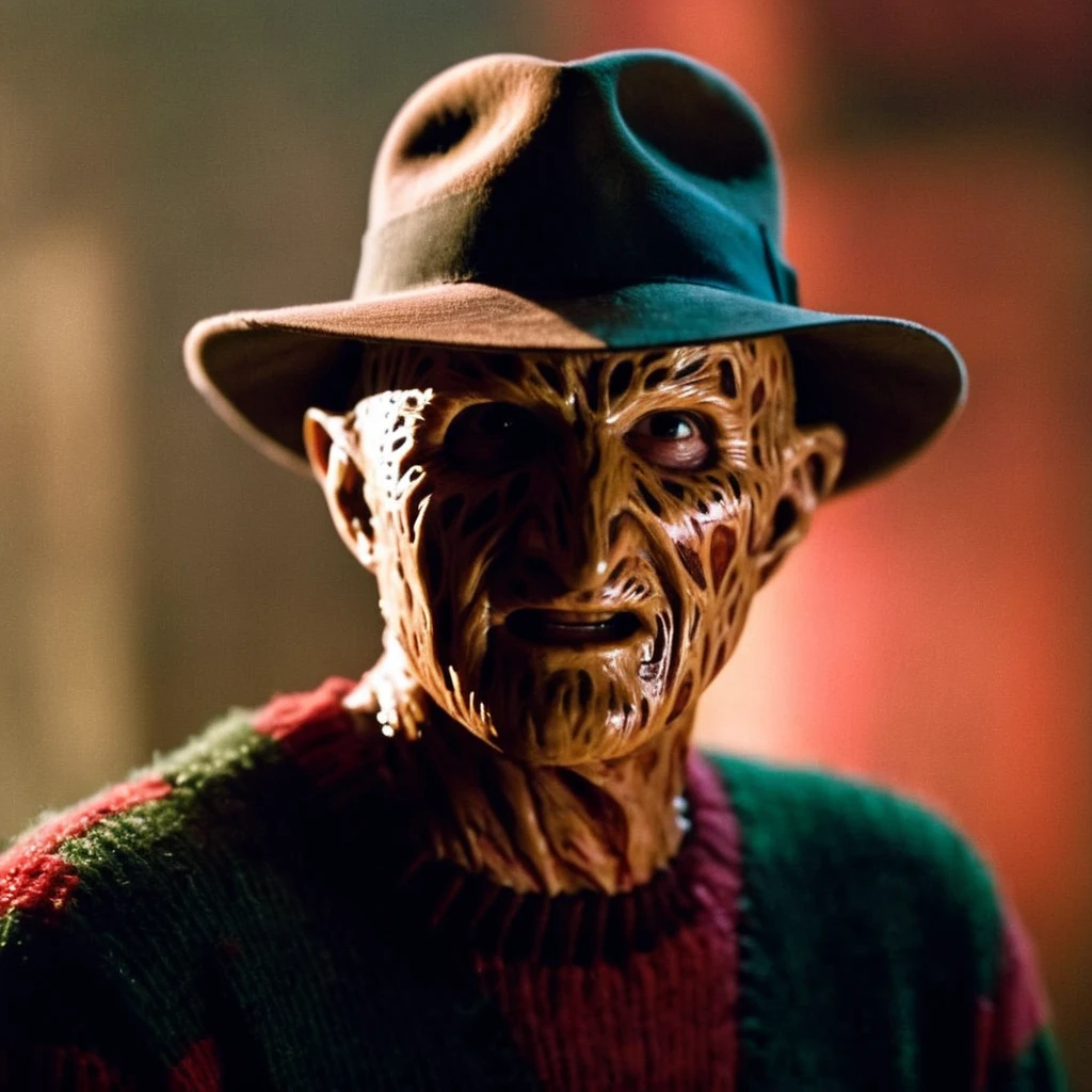 cinematic film still of <lora:Freddy Krueger:1>
Freddy Krueger a man with a hat from A Nightmare on Elm Street movie, shallow depth of field, vignette, highly detailed, high budget, bokeh, cinemascope, moody, epic, gorgeous, film grain, grainy