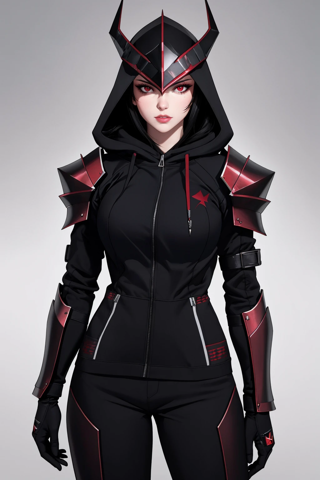 ((Masterpiece, best quality,edgQuality)),
hoodie,edgBerserker,woman ,wearing edgBerserker_([armor|hoodie]::0.5),helmet,shoulder armor,red eyes glowing,
 <lora:edgBerserkHoodies-000008:1>