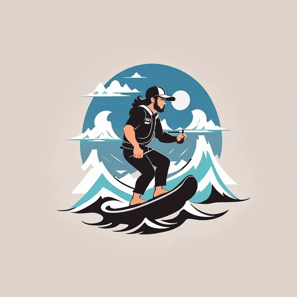 logo, A logo for a surf school, surfer riding a wave, beachy and ocean-inspired colors, ,LogoRedAF 
,<lora:logo15PasWithoutTERep5:1>