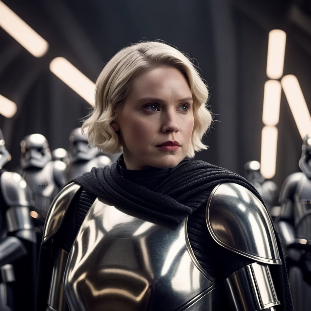 cinematic film still of  <lora:Captain Phasma:1>
Captain Phasma a blonde short hair woman in silver armor holding a spike wither her both hands In Star Wars Universe, shallow depth of field, vignette, highly detailed, high budget, bokeh, cinemascope, moody, epic, gorgeous, film grain, grainy